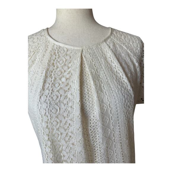 Banana Republic Lace Blouse Ivory Top Short Sleeve Boho Preppy Coquette Girl 10 - Picture 5 of 9
